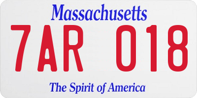 MA license plate 7AR018