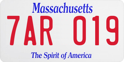 MA license plate 7AR019