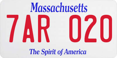 MA license plate 7AR020