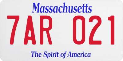 MA license plate 7AR021