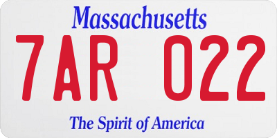 MA license plate 7AR022