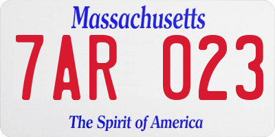 MA license plate 7AR023