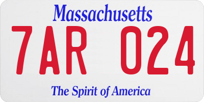 MA license plate 7AR024