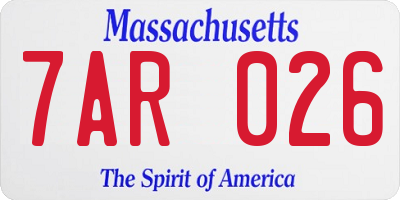 MA license plate 7AR026