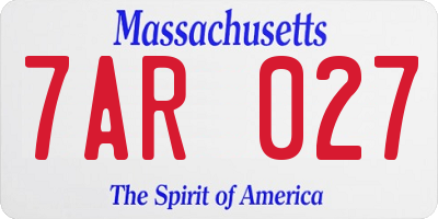 MA license plate 7AR027