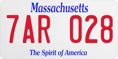 MA license plate 7AR028