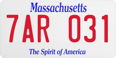 MA license plate 7AR031