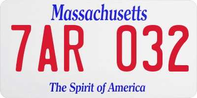 MA license plate 7AR032