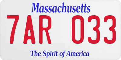 MA license plate 7AR033