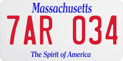 MA license plate 7AR034