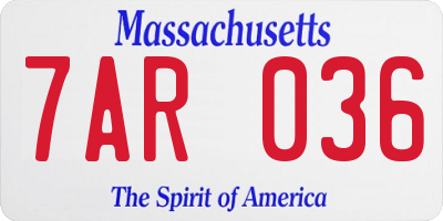 MA license plate 7AR036