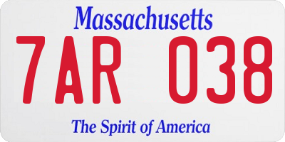 MA license plate 7AR038