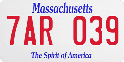 MA license plate 7AR039