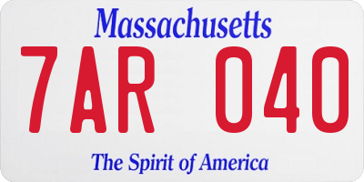 MA license plate 7AR040