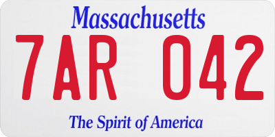 MA license plate 7AR042