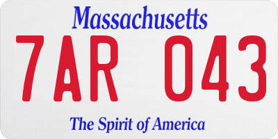MA license plate 7AR043