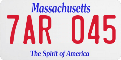 MA license plate 7AR045