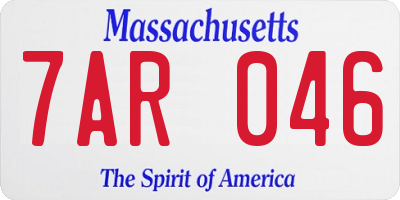 MA license plate 7AR046