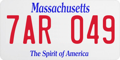 MA license plate 7AR049