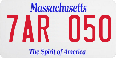 MA license plate 7AR050