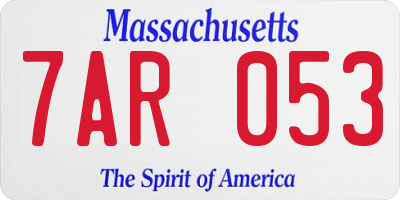 MA license plate 7AR053