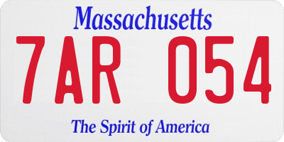 MA license plate 7AR054