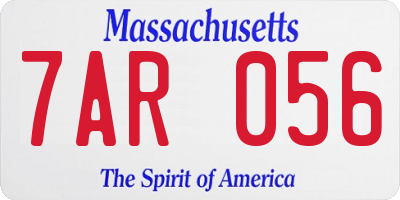 MA license plate 7AR056
