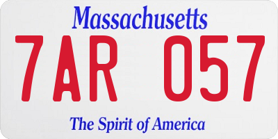 MA license plate 7AR057