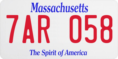 MA license plate 7AR058
