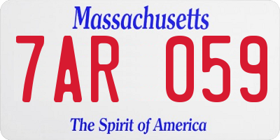 MA license plate 7AR059
