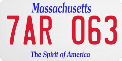 MA license plate 7AR063