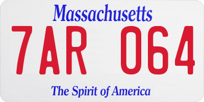 MA license plate 7AR064