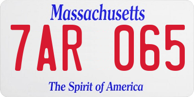 MA license plate 7AR065