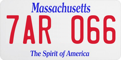 MA license plate 7AR066