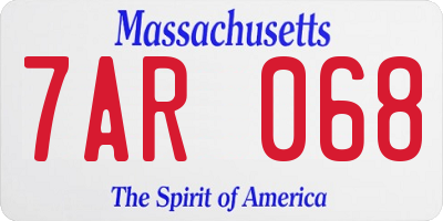 MA license plate 7AR068