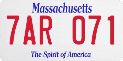 MA license plate 7AR071