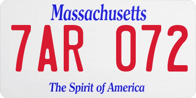 MA license plate 7AR072