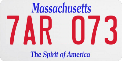 MA license plate 7AR073