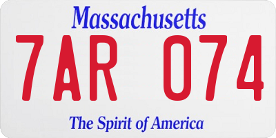 MA license plate 7AR074