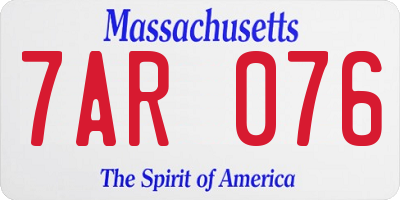 MA license plate 7AR076