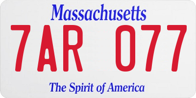 MA license plate 7AR077
