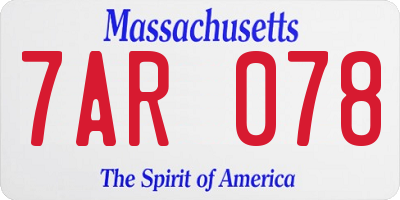 MA license plate 7AR078