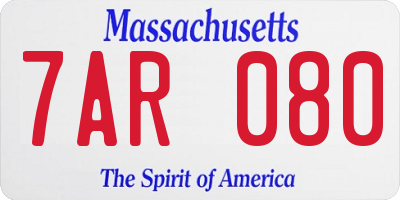 MA license plate 7AR080
