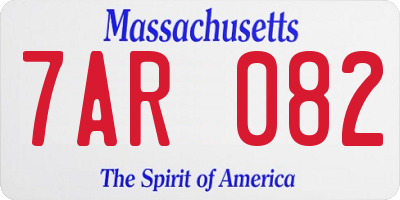MA license plate 7AR082