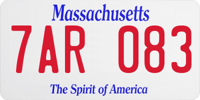 MA license plate 7AR083