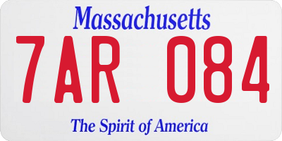 MA license plate 7AR084