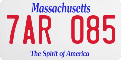 MA license plate 7AR085