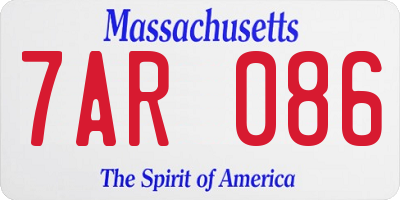 MA license plate 7AR086