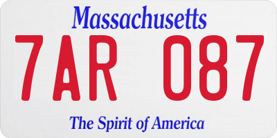 MA license plate 7AR087