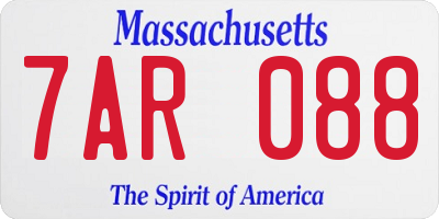 MA license plate 7AR088